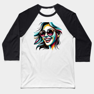 Volto Donna Trendy 7 | Trendy Woman Face 7 | Color Baseball T-Shirt